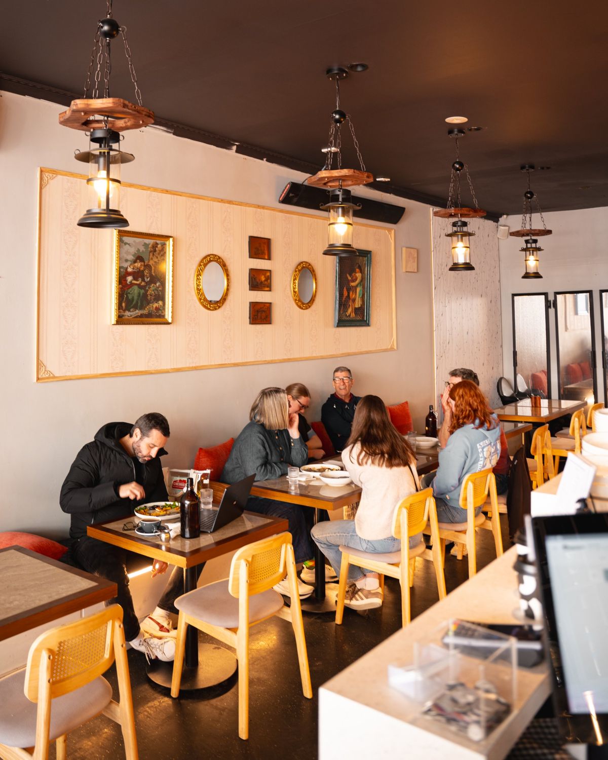 Group dining at Moonchild Cafe Bar & Bistro, Prahran